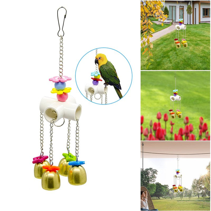 Parrot Bell Toys Birds Chewing Hanging Swing Cage Toy Bite Accessories Parakeet Beads Toy Pet Birds Supplies Animals & Pet Supplies > Pet Supplies > Bird Supplies > Bird Cage Accessories Enow-YL   