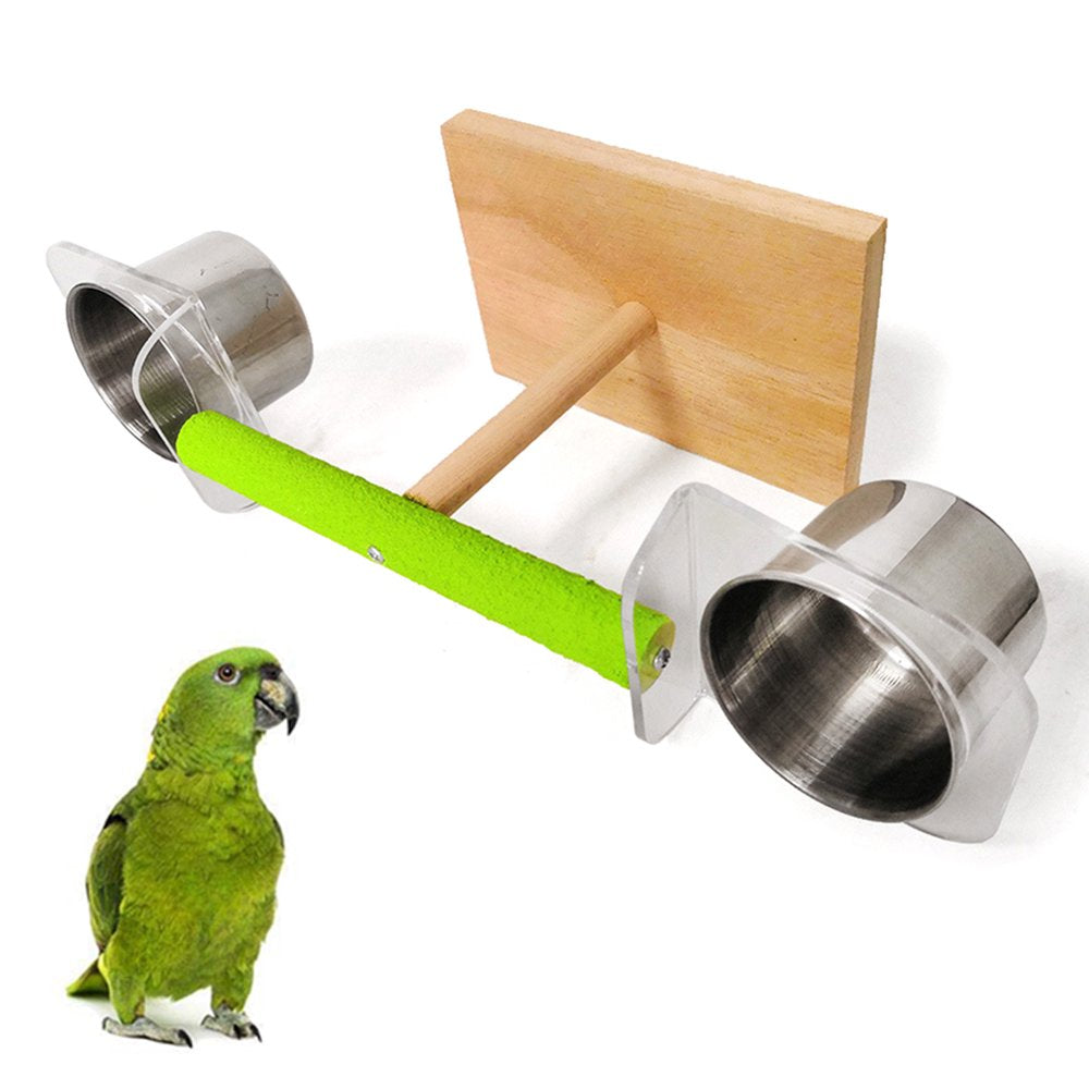 Pet Enjoy Bird Play Stands with Feeder Cups Dishes,Tabletop T Parrot Perch Shelf,Wood Playstand Portable Training Playground,Bird Cage Accessories Animals & Pet Supplies > Pet Supplies > Bird Supplies > Bird Cage Accessories Pet Enjoy   