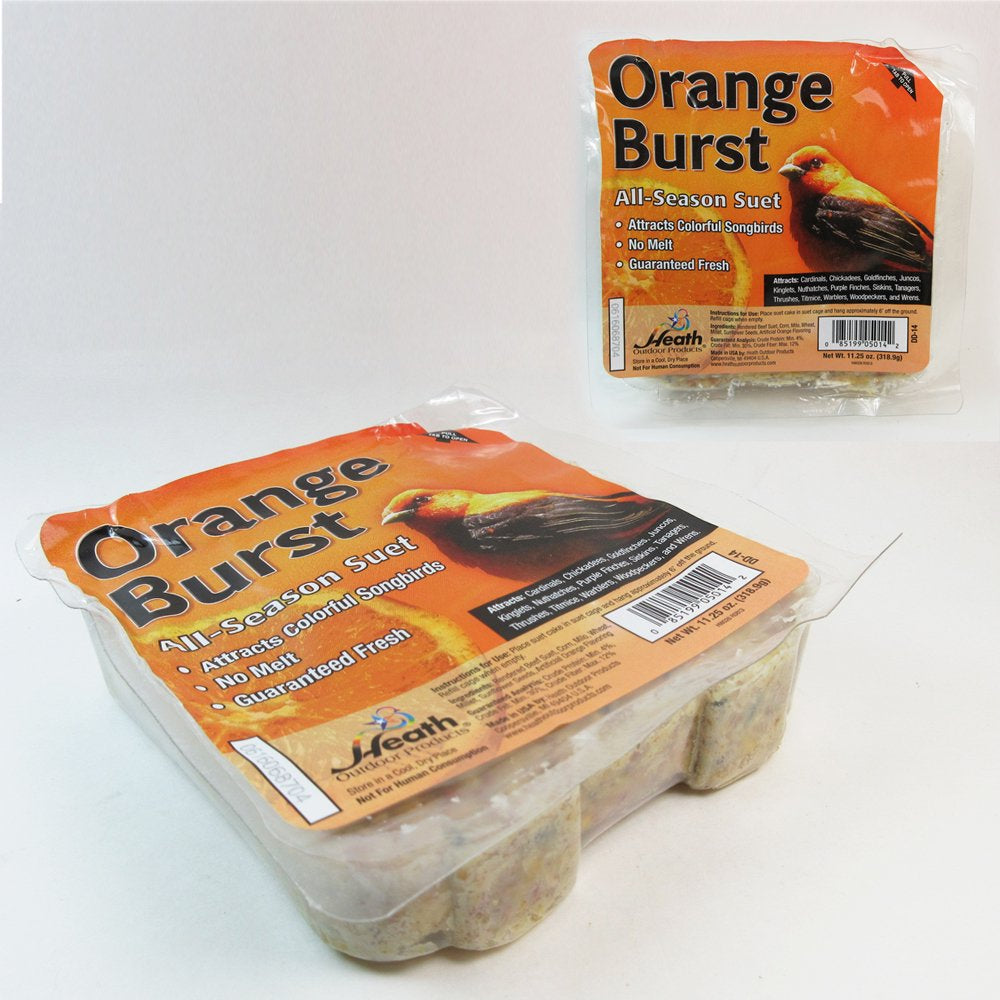 All Season Suet Wild Bird Food Cake Treat 11.25 Oz Heath Outdoor Orange Burst Animals & Pet Supplies > Pet Supplies > Bird Supplies > Bird Treats JMK IIT   