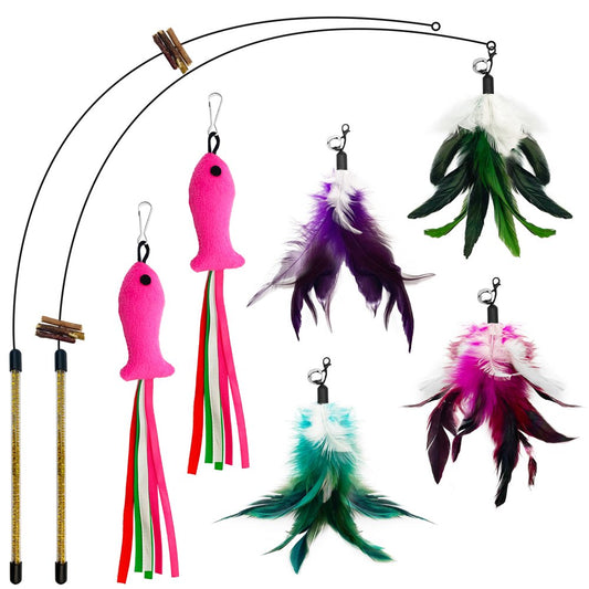 Lepawit Cat Wand Teaser Toy with Feather Replacements Interactive Cat Toys for Indoor Cats & Kitten Animals & Pet Supplies > Pet Supplies > Cat Supplies > Cat Toys Lepawit   