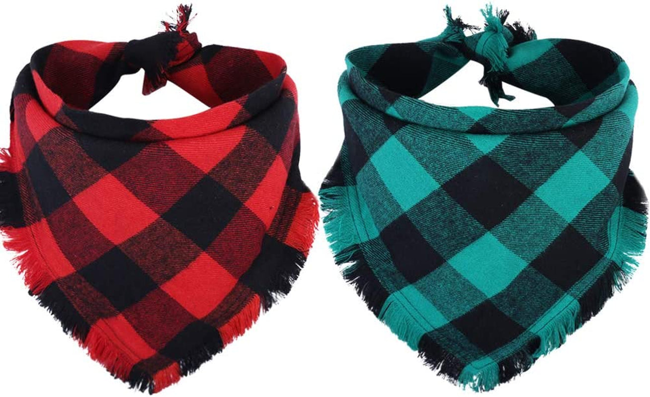 2 Pack Dog Bandana Christmas Plaid Reversible Triangle Bibs Scarf Accessories for Dogs Cats Pets Animals Animals & Pet Supplies > Pet Supplies > Dog Supplies > Dog Apparel KZHAREEN Pattern 3  