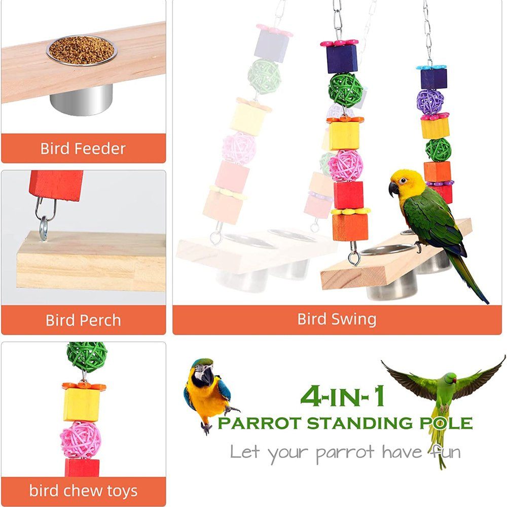 BINYOU Bird Feeding Dish Cups with Perch Stand Hang Stainless Steel Parrot Cage Feeder Animals & Pet Supplies > Pet Supplies > Bird Supplies > Bird Cages & Stands BINYOU   