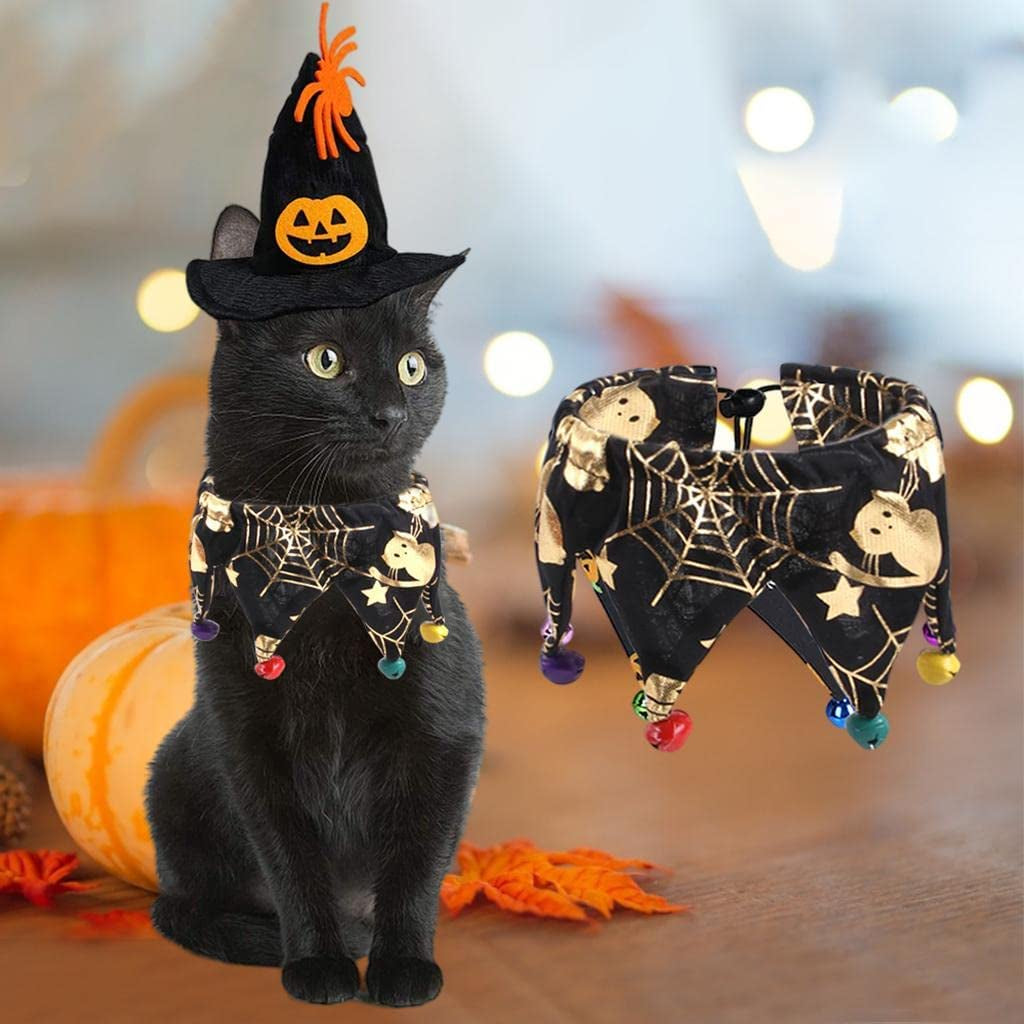 ＫＬＫＣＭＳ Dog Hat Scraf Wizard Kitten Halloween Costumes Pumpkin Spider Bells Holiday Cosplay Party Accessories, Scarf, 15X12Cm Animals & Pet Supplies > Pet Supplies > Dog Supplies > Dog Apparel ＫＬＫＣＭＳ   