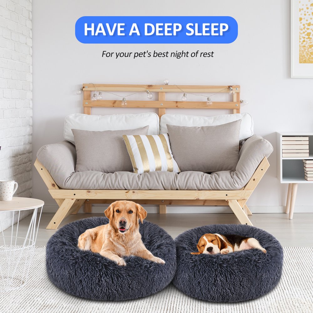 Focuspet Calming Donut Shag Cuddler 40" Dog Bed , for Large Size Dogs up to 100 Lbs, Anti-Slip & Water-Resistant Calming Bed Animals & Pet Supplies > Pet Supplies > Cat Supplies > Cat Beds PetPalace   