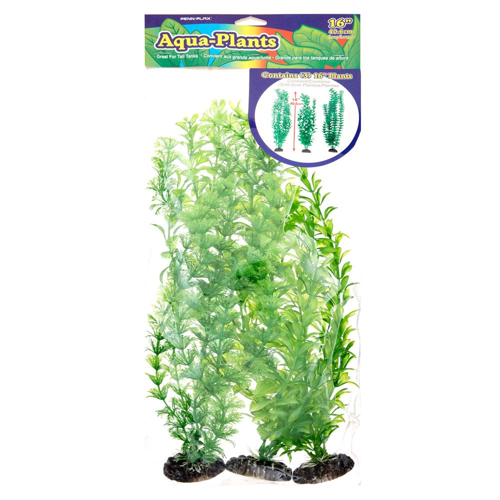 Penn-Plax Aqua-Plants Plastic Aquarium 3 Piece Plant Bundle – Green – 16” Height Animals & Pet Supplies > Pet Supplies > Fish Supplies > Aquarium Decor Penn-Plax   