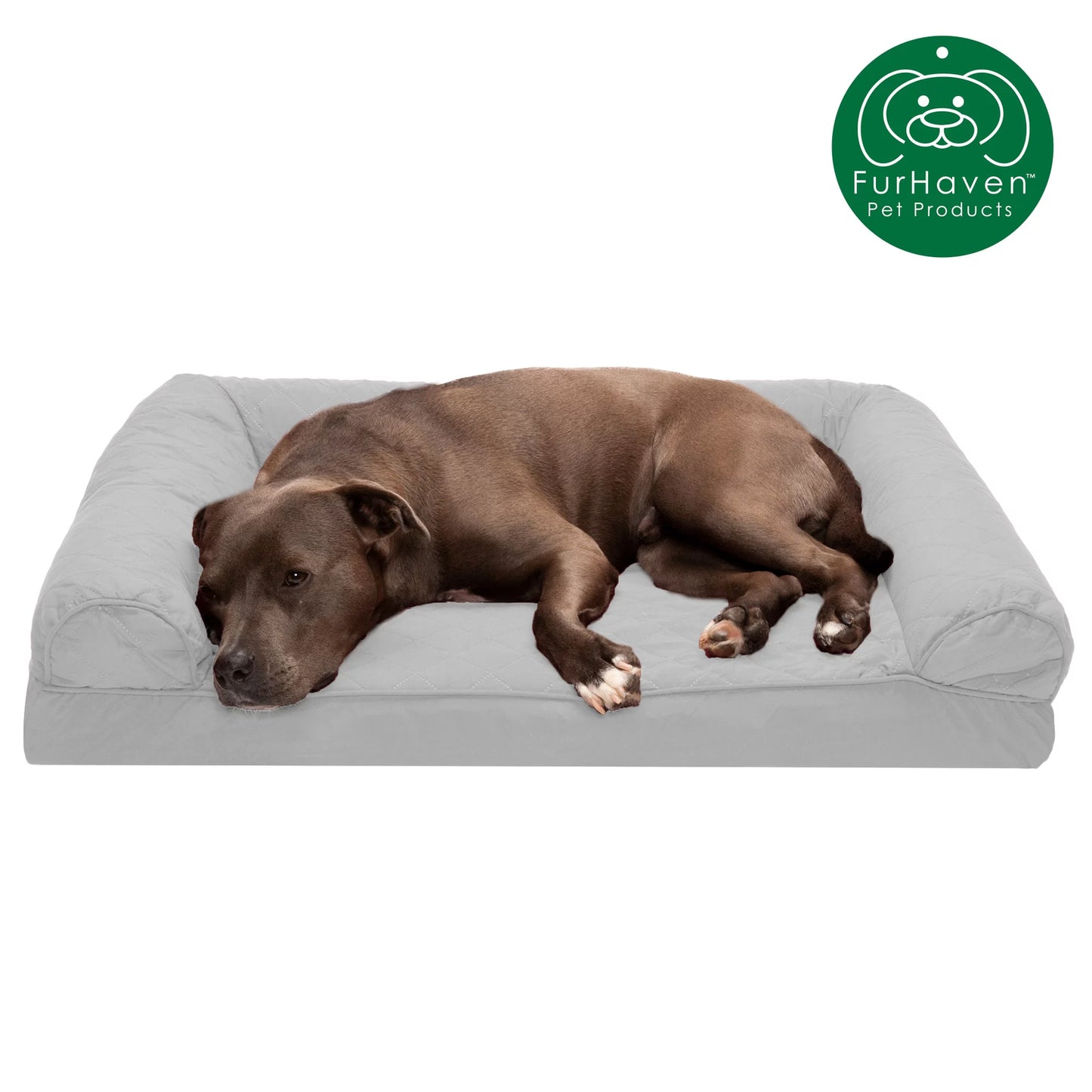 Furhaven Pet Products , Full Support Orthopedic Quilted Sofa-Style Couch Bed for Dogs & Cats, Toasted Brown, Medium Animals & Pet Supplies > Pet Supplies > Cat Supplies > Cat Beds FurHaven Pet Full Support Orthopedic Foam L Silver Gray