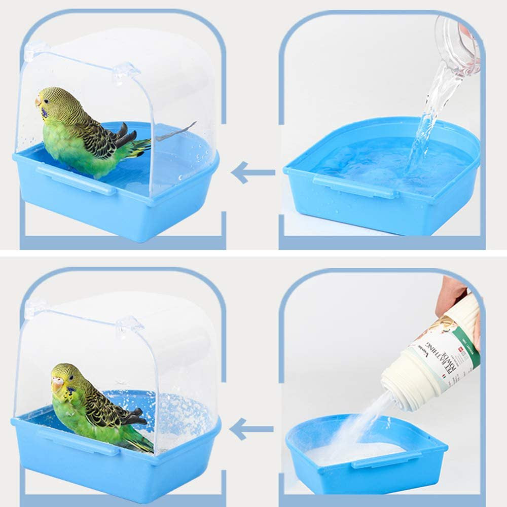 Parrot Bath Box Bird Cage Accessory Supplies Bathing Tub Bath for Pet Brids Canary Budgies Parrot Animals & Pet Supplies > Pet Supplies > Bird Supplies > Bird Cage Accessories Torubia   