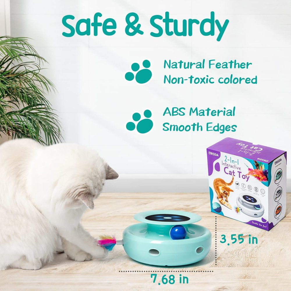 Cat Toys ORSDA 2-In-1 Interactive Cat Toys for Indoor Cats, Automatic Cat Toy Balls, Ambush Feather Kitten Toys with 6Pcs Attachments, Auto On/Off(Robin Egg Blue) Animals & Pet Supplies > Pet Supplies > Cat Supplies > Cat Toys ORSDA   