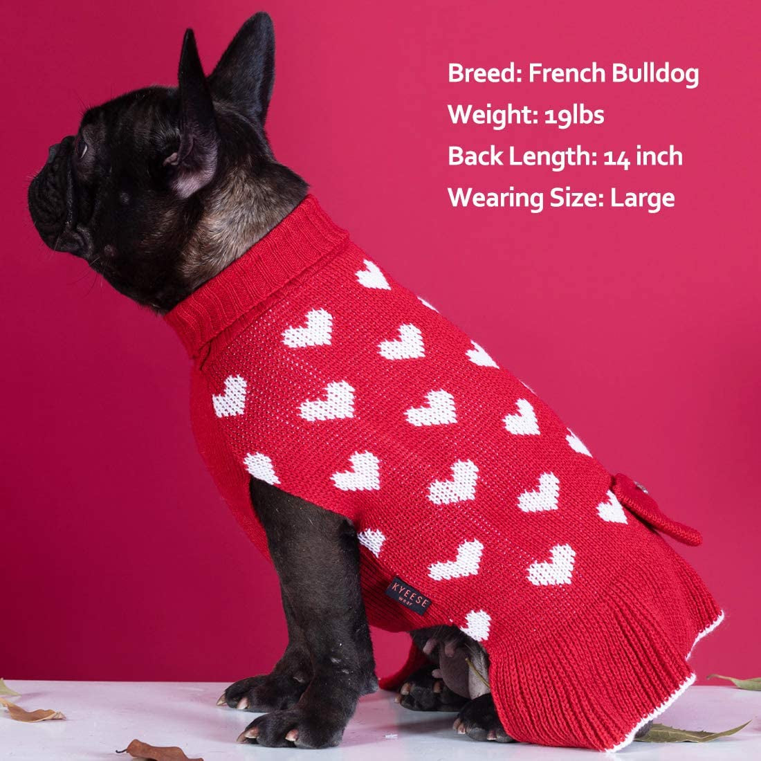 KYEESE Valentine'S Day Dog Sweater Dress with Bowtie Red Heart Small Dog Sweater with Leash Hole Turtleneck Dog Knitwear Animals & Pet Supplies > Pet Supplies > Dog Supplies > Dog Apparel kyeese   