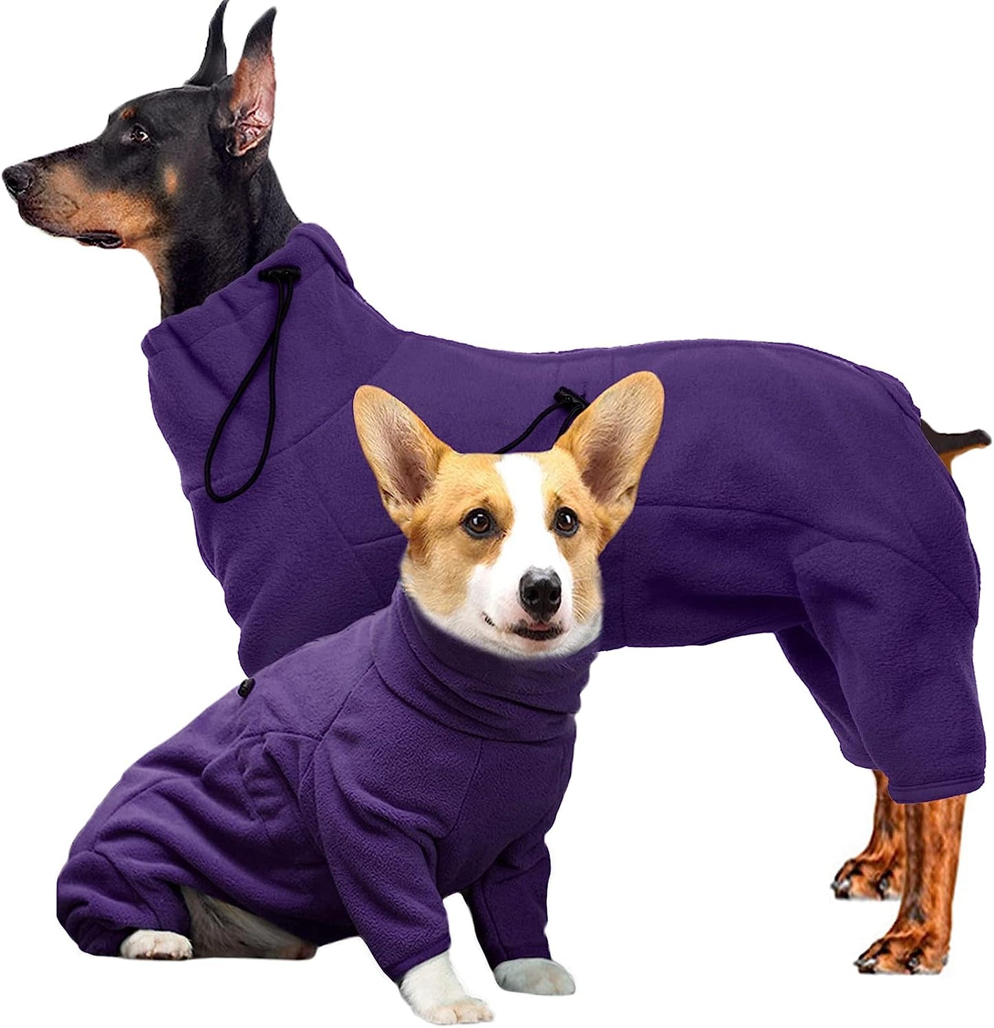 ROZKITCH Dog Winter Coat Soft Fleece Pullover Pajamas, Pet Windproof Warm Cold Weather Jacket Vest Cozy Onesie Jumpsuit Apparel Outfit Clothes for Small, Medium, Large Dogs Walking Hiking Travel Sleep Animals & Pet Supplies > Pet Supplies > Dog Supplies > Dog Apparel ROZKITCH Purple Large 