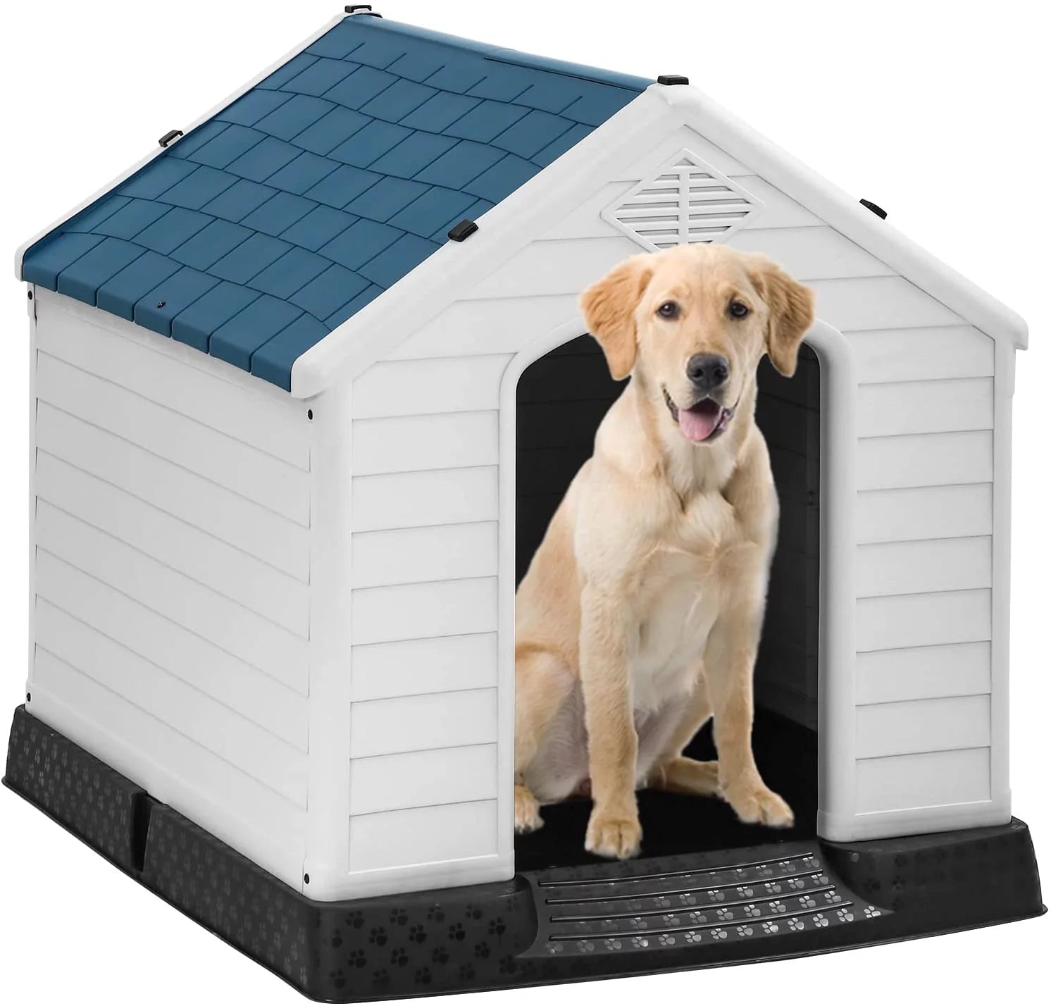 Indoor Outdoor Dog House Big Dog House Plastic Dog Houses for Small Medium Large Dogs 32 Inch High All Weather Dog House with Base Support for Winter Tough Durable House with Air Vents Elevated Floor Animals & Pet Supplies > Pet Supplies > Dog Supplies > Dog Houses Bestpet 32H  