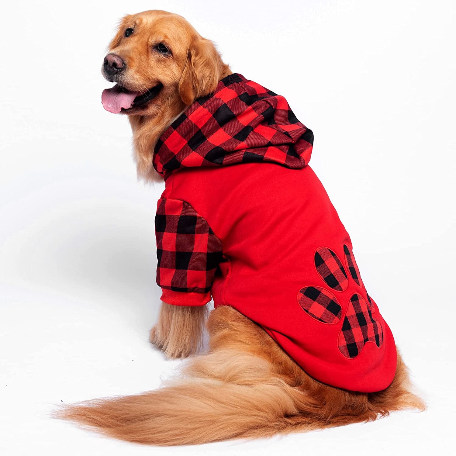 PUPTECK Plaid Dog Hoodie Pet Sweater Shirts Soft Comfortable Clothes with Hat Autumn Winter Apparel Animals & Pet Supplies > Pet Supplies > Dog Supplies > Dog Apparel PUPTECK   