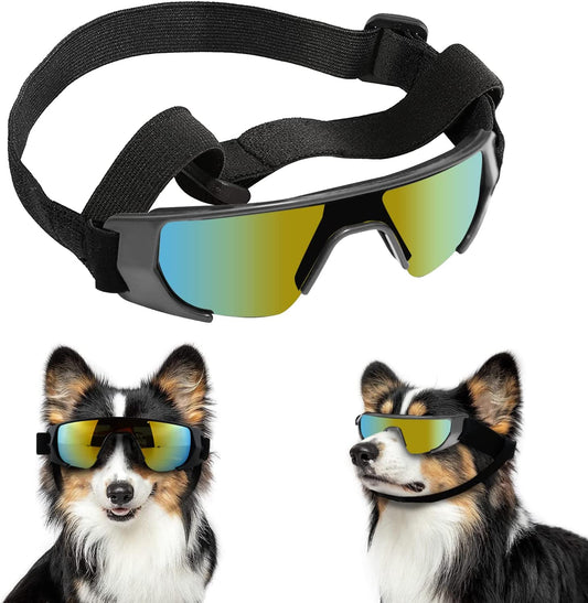 Franyyco Small Dog Sunglasses UV Protective Glasses with Adjustable Straps, UV400 Certified, High Density Foam Frame, Goggles Windproof Dustproof Anti-Fog Glasses Animals & Pet Supplies > Pet Supplies > Dog Supplies > Dog Apparel FranyyCo Yellow+Black  