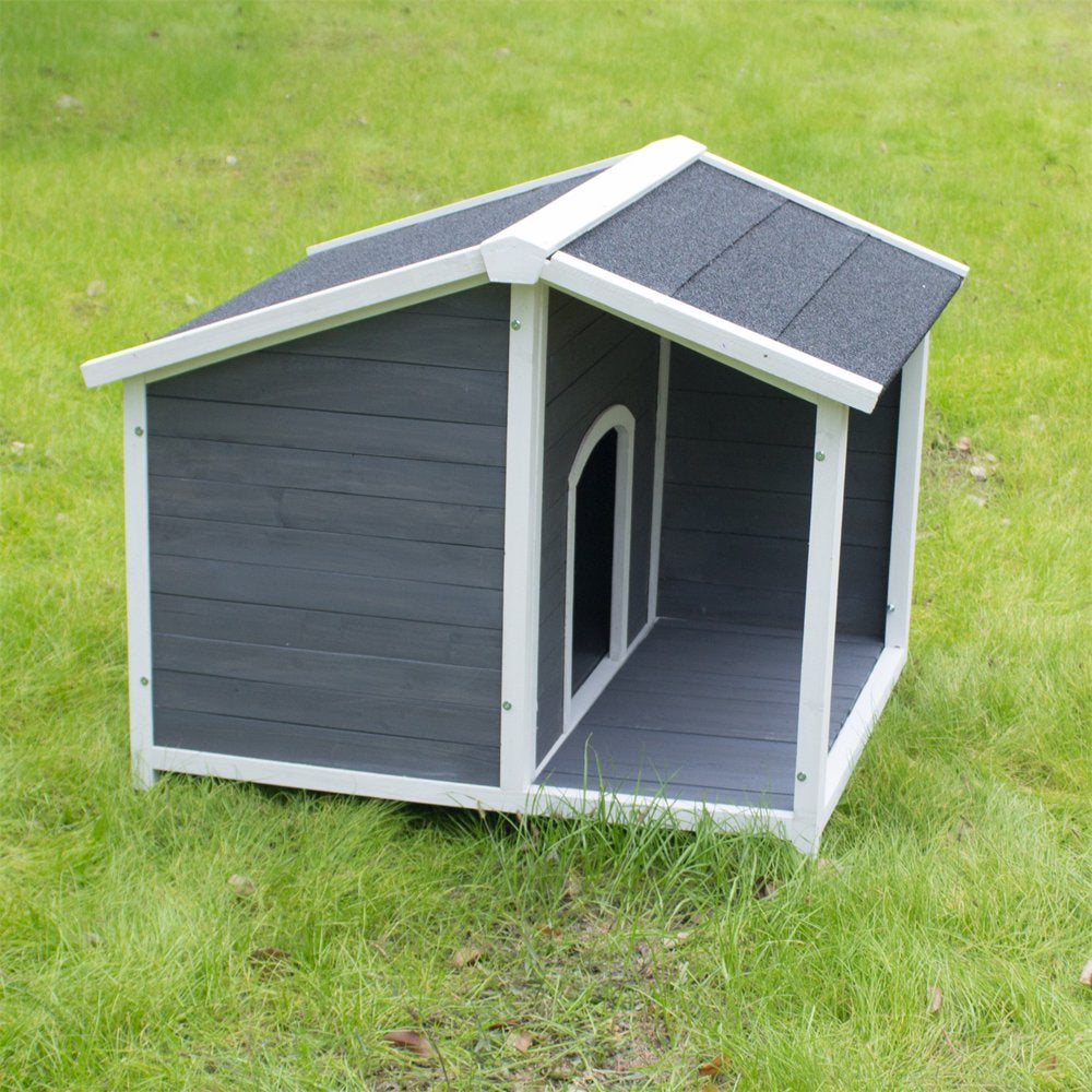 Hommoo Large Outdoor Wooden Dog House, Waterproof, Windproof and Warm Kennel with Porch