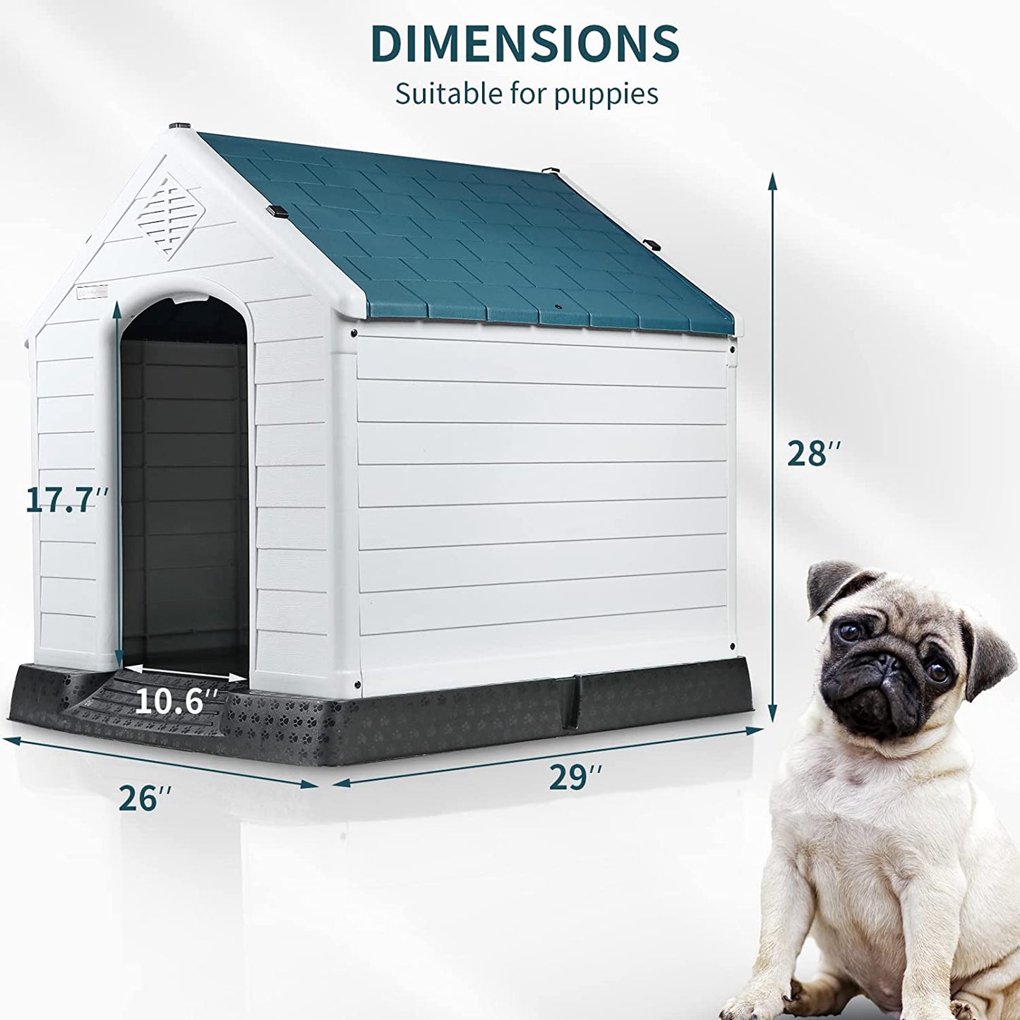 Waleaf Plastic Dog House Outdoor Indoor for Small Medium Larige Dogs,Waterproof Dog Houses with Elevated Floor and Air Vents,Durable Ventilate & Easy Clean and Assemble