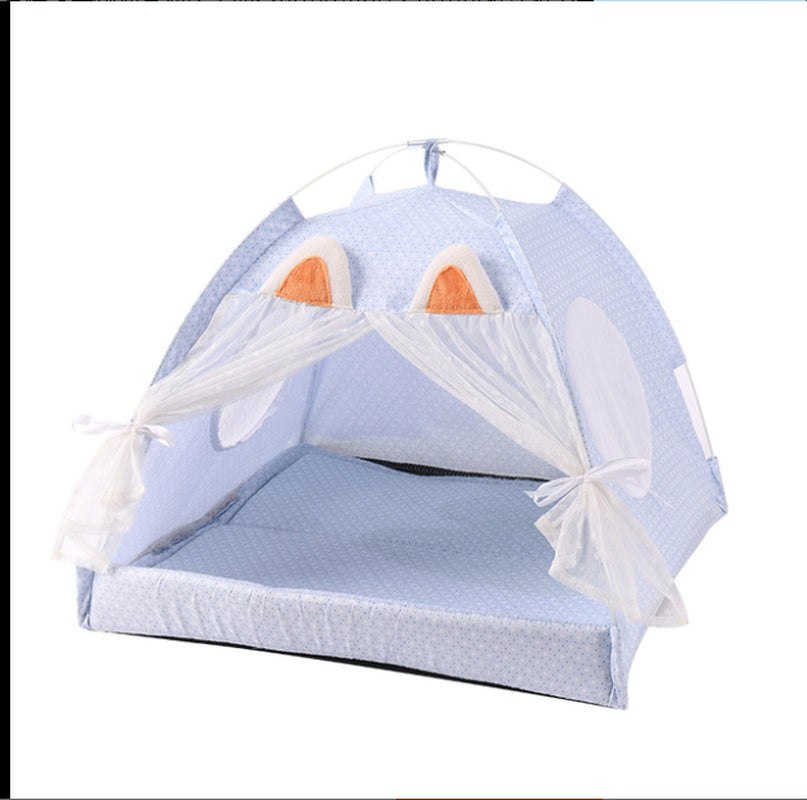 Dog Cat House Bed Pet Sleeping Warm Soft Tent Bed Supplies Animals & Pet Supplies > Pet Supplies > Dog Supplies > Dog Houses NYX M 18.89X18.89X16.92" Blue 