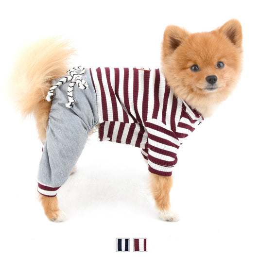 SELMAI Small Dog Stripe Jumpsuit Puppy Pajamas Pjs with Pant Comfy Cotton Pet Clothes Cat Apparel Pyjamas Shirt for Chihuahua Yorkie Boys