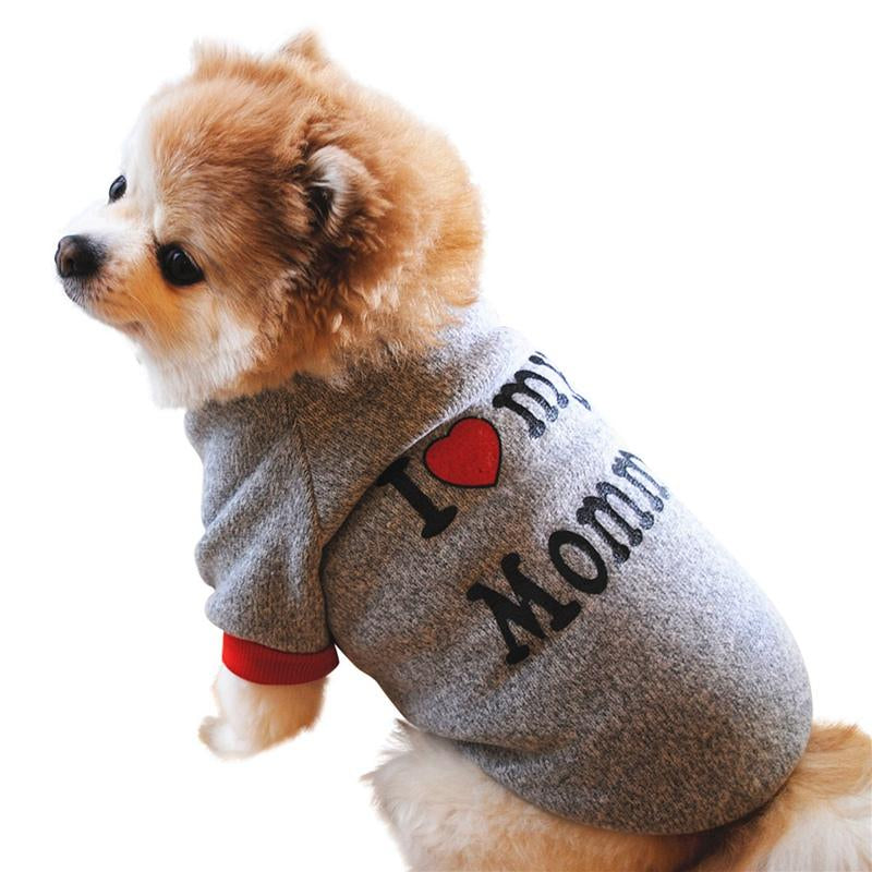 Ochine Small Dog Clothes Pet T-Shirt I Love My Daddy Puppy Apparel for Small Dogs, Small, Grey