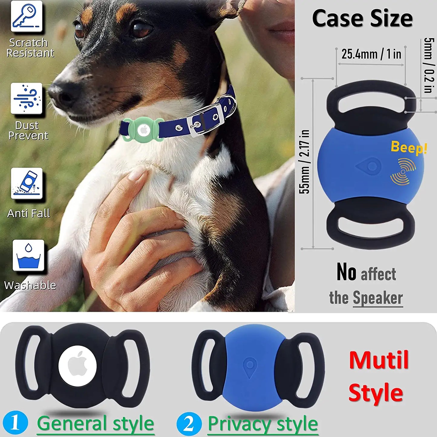 Waterproof Case for Apple Airtags for Dog Collar, Silicone Accessories for GPS Tracker,Slim Dropper for Pet Finder Tag,Secure Lightweight Holder for Smart Airtag,4 Packs (Black,Pink,Green,Blue)