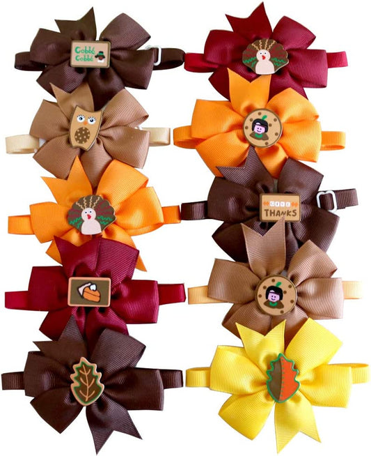 Masue Pets Thanksgiving Dog Ties Bowties for Fall Pet Ties Brown Orangeturkey Leaf Dog Neckties Dog Bow Tie Collar Holidays Dog Ties Dog Grooming Accessories (Bow Ties) Animals & Pet Supplies > Pet Supplies > Dog Supplies > Dog Apparel MaSue Pets   