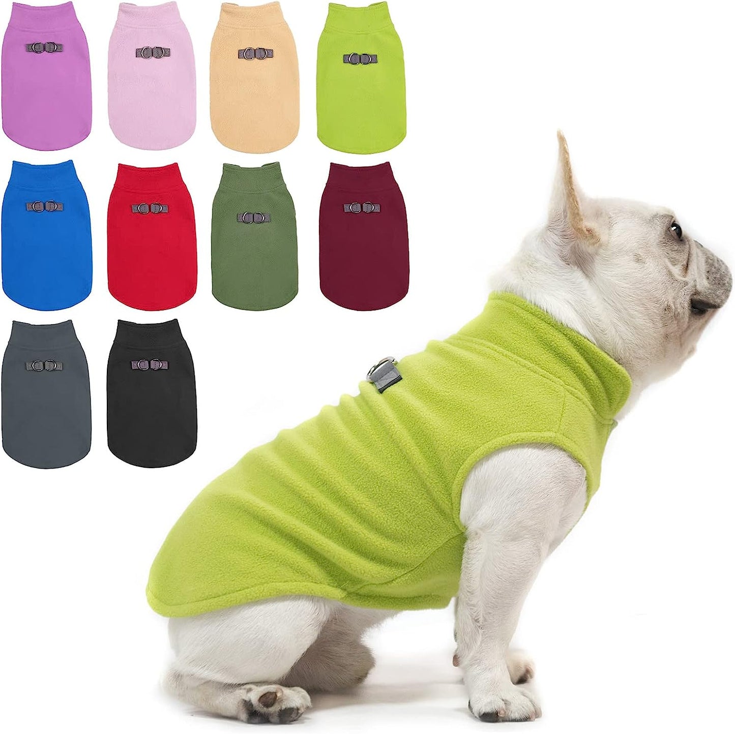 BEAUTYZOO Dog Fleece Vest Sweater Winter Jacket for Small and Medium Dogs with D-Ring Leash Cold Weather Coat Hoodie for XS S M Dogs Boy or Girls Animals & Pet Supplies > Pet Supplies > Dog Supplies > Dog Apparel BEAUTYZOO GREEN Large 