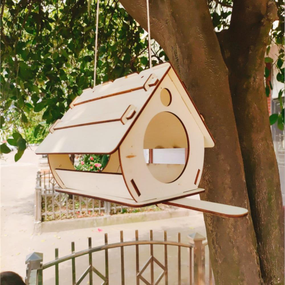 Bird Nest Box, 11.4"*11.4*1.18" Natural Wood Breeding Box, Garden Bird Cage Wood House with Bird Stand, outside Cage Accessories Animals & Pet Supplies > Pet Supplies > Bird Supplies > Bird Cages & Stands fitup:9761   