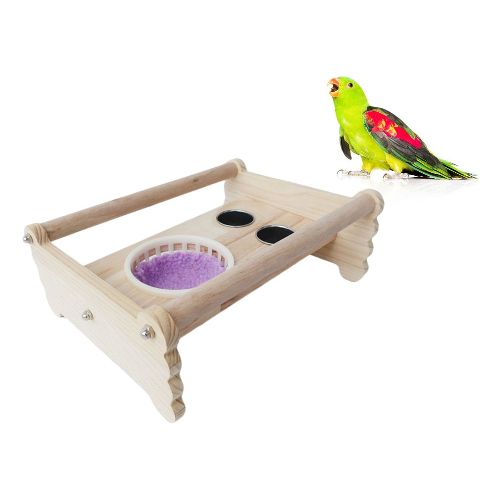 Parrot Perch Stand Wooden Birds Play Stand Tabletop W/ Food Water Bowl Birdcage Bed for Macaw Budgies Cockatiels Cockatoos Lovebird - Natural Animals & Pet Supplies > Pet Supplies > Bird Supplies > Bird Cages & Stands Gazechimp   