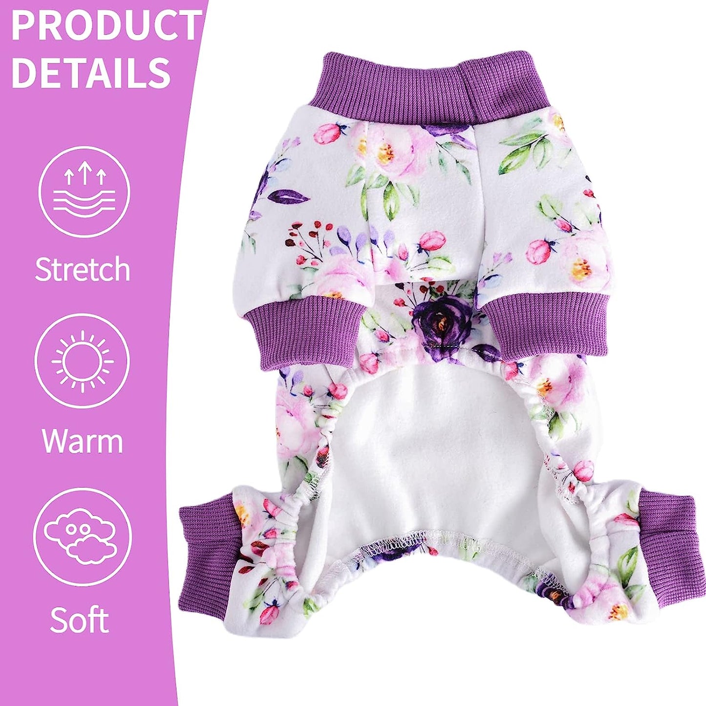 Yikeyo Dog Pajamas, Fall Winter Pink Dog Clothes for Small Medium Dogs Girl, Cat Apparel Outfit (Purple, X-Small) Animals & Pet Supplies > Pet Supplies > Dog Supplies > Dog Apparel Yikeyo   