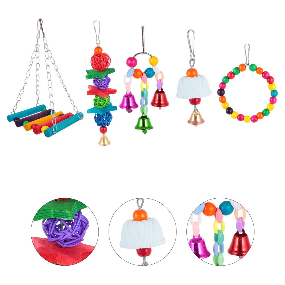 Frcolor Toys Parrot Bird Swing Wood Hanging Ladder Rope Perch Foraging Grey African Stand Parakeet Chewing Anchovies Hemp Cage Animals & Pet Supplies > Pet Supplies > Bird Supplies > Bird Ladders & Perches FRCOLOR   