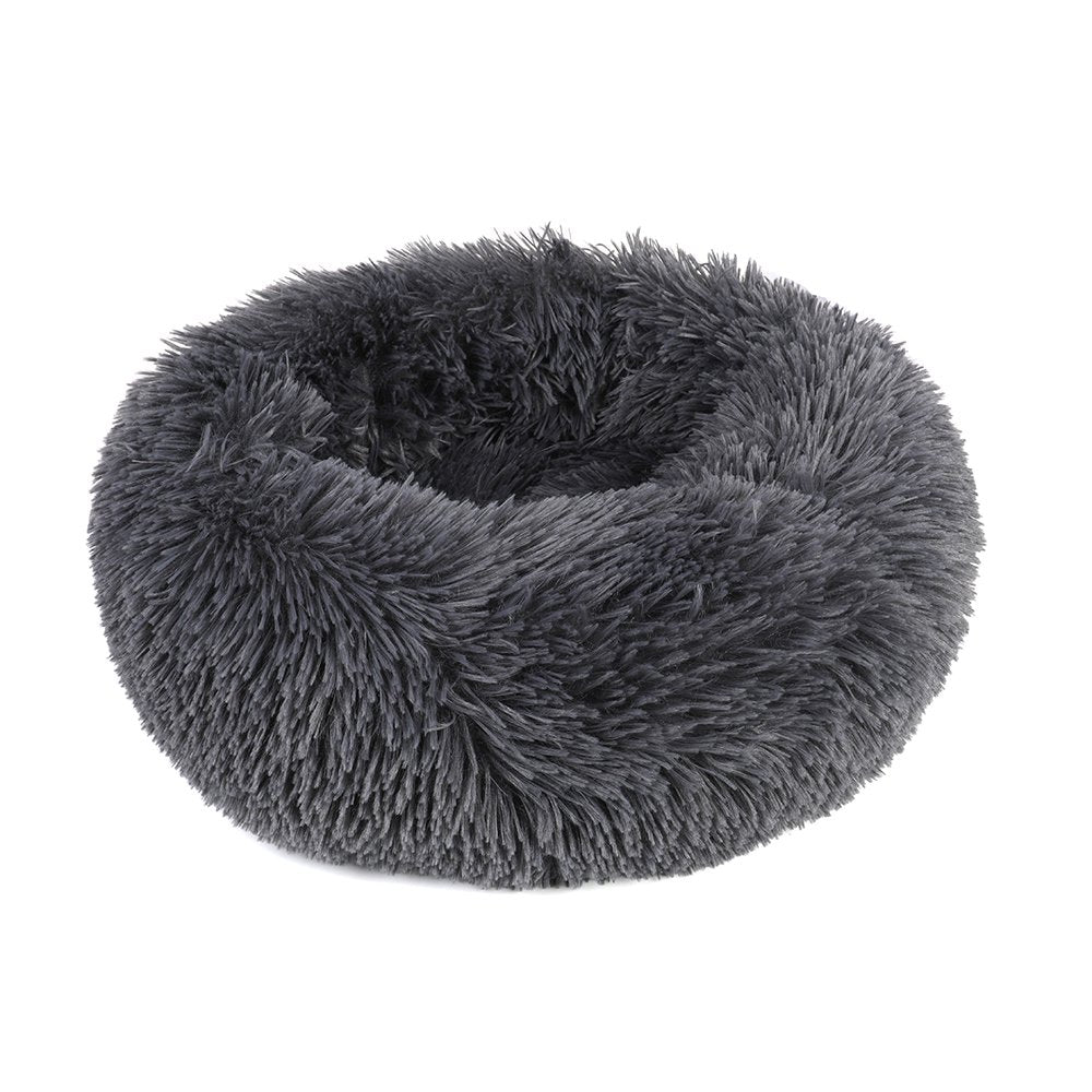 Round Plush Pet Bed for Dogs & Cats,Fluffy Soft Warm Calming Bed Sleeping Kennel Nest Animals & Pet Supplies > Pet Supplies > Cat Supplies > Cat Beds source max 27" Dark Gray 