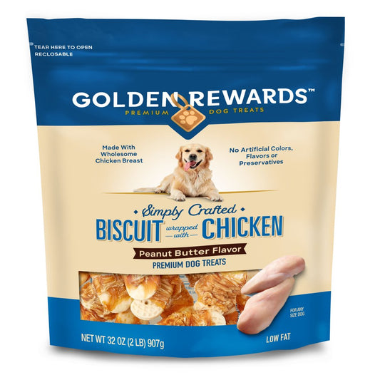 Golden Rewards Peanut Butter Flavor Biscuit Wrapped with Chicken Dry Treats for All Dogs, 32 Oz Animals & Pet Supplies > Pet Supplies > Dog Supplies > Dog Treats Gambol (Thailand) Co.,Ltd.   