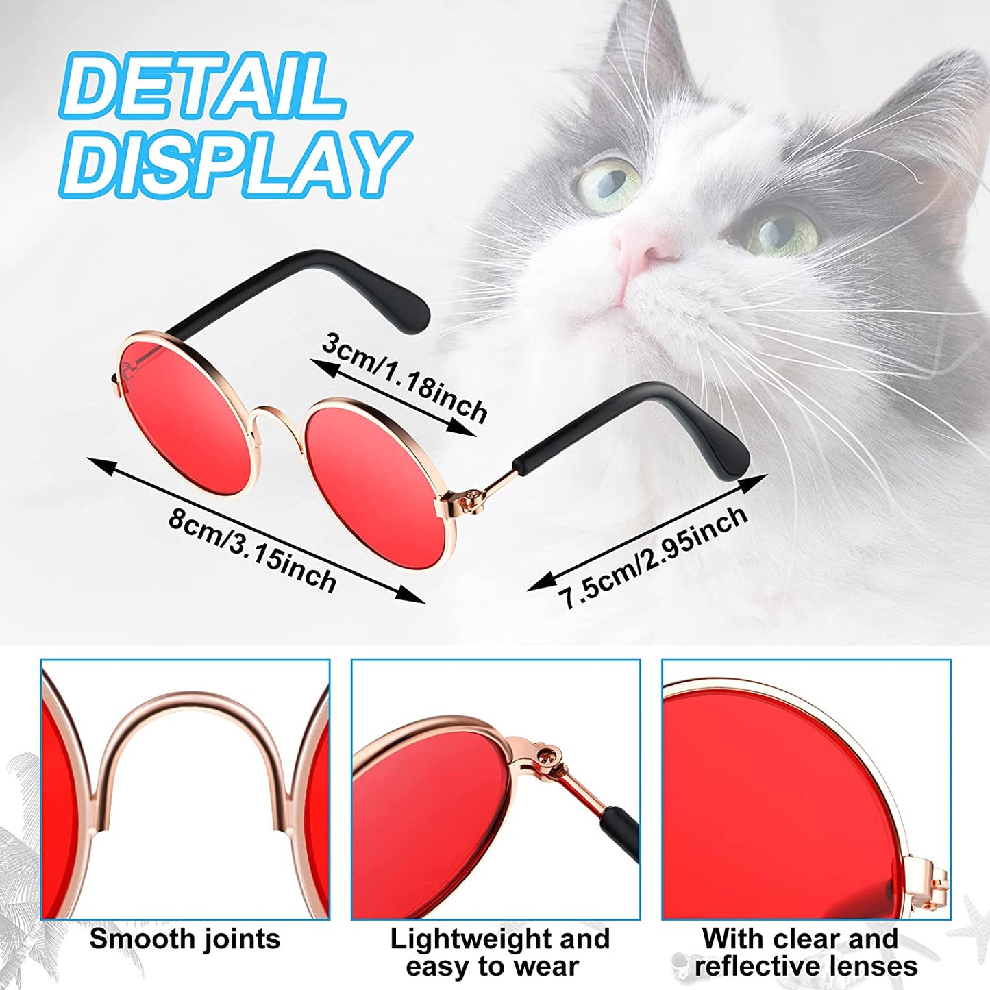 15 Pieces Small Pet Sunglasses Retro Dog Sunglasses round Metal Puppy Sunglasses Cosplay Glasses Photo Props Eyewear for Cats and Small to Medium Sized Dogs Animals & Pet Supplies > Pet Supplies > Dog Supplies > Dog Apparel Weewooday   