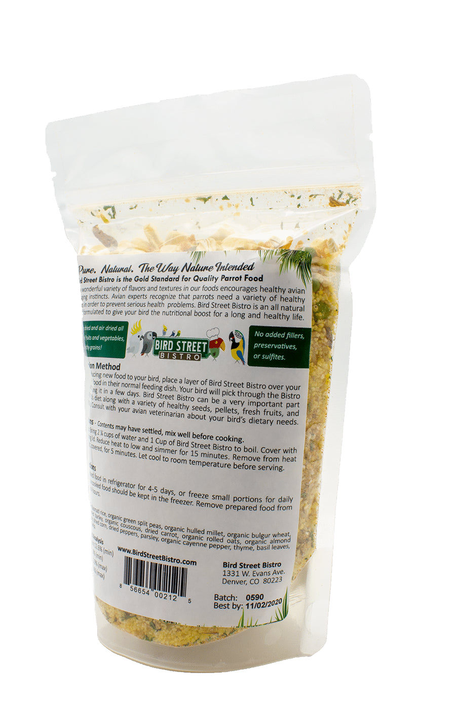 Bird Street Bistro Natural Organic Grains Parrot Food Cooks in 3-15 Min Animals & Pet Supplies > Pet Supplies > Bird Supplies > Bird Food Bird Street Bistro   