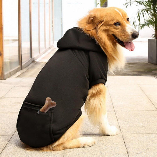 Malisata Pet Dog Hoodies Sweaters Winter Clothes with Hat and Pocket Costume Windproof Apparel for Small Medium Large Dog Animals & Pet Supplies > Pet Supplies > Dog Supplies > Dog Apparel Malisata S Black 