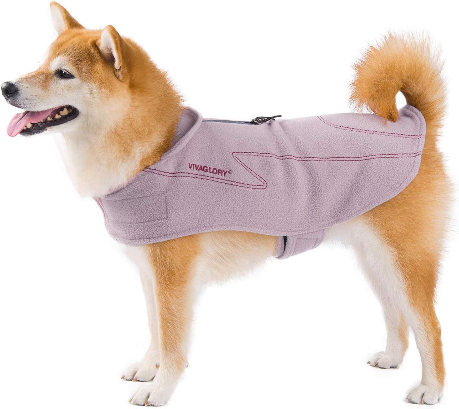 VIVAGLORY Dog Fleece Coat Warm Jacket with Hook and Loop Fastener, Easy to Take on and Off, Winter Vest Sweater for Small Medium Large Dogs Puppy Windproof Clothes for Cold Weather, Pink, M Animals & Pet Supplies > Pet Supplies > Dog Supplies > Dog Apparel VIVAGLORY   