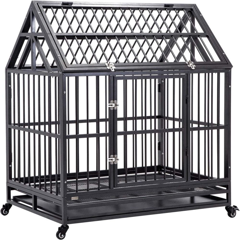 Jaydayon 42 Heavy Duty Dog Crate Dog Kennel Dog Cage Playpen for Medium or Large Dogs Pets Silver Steel XL Animals & Pet Supplies > Pet Supplies > Dog Supplies > Dog Kennels & Runs JayDAYon   