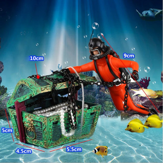 Treasure Finder Shape Aquarium Decoration Fish Tank Diver Floating Ornaments Home Decor Animals & Pet Supplies > Pet Supplies > Fish Supplies > Aquarium Decor MaRainbow Yellow  