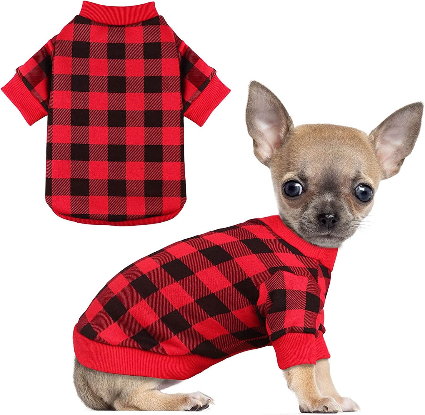 Dog Fleece Sweater for Small Dogs Buffalo Plaid Dog Clothes Soft Thickening Warm Small Dog Sweater Puppy Clothes for Small Dogs Girl & Boy(Xs) Animals & Pet Supplies > Pet Supplies > Dog Supplies > Dog Apparel Jamktepat Small  