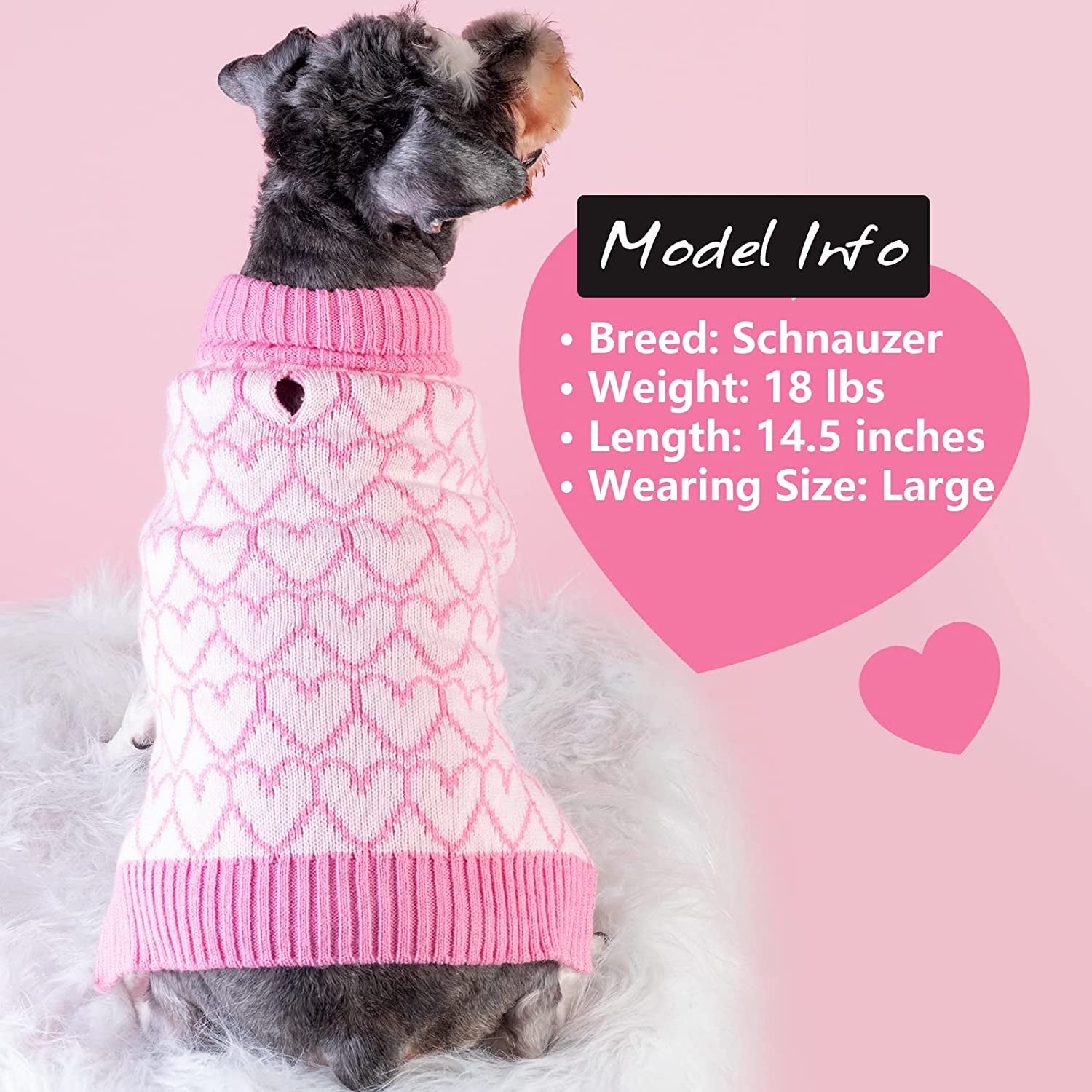 KYEESE Valentines Day Dog Sweaters Pink Heart Design Dog Sweaters with Leash Hole Pet Sweater Pet Clothes,M Animals & Pet Supplies > Pet Supplies > Dog Supplies > Dog Apparel kyeese   