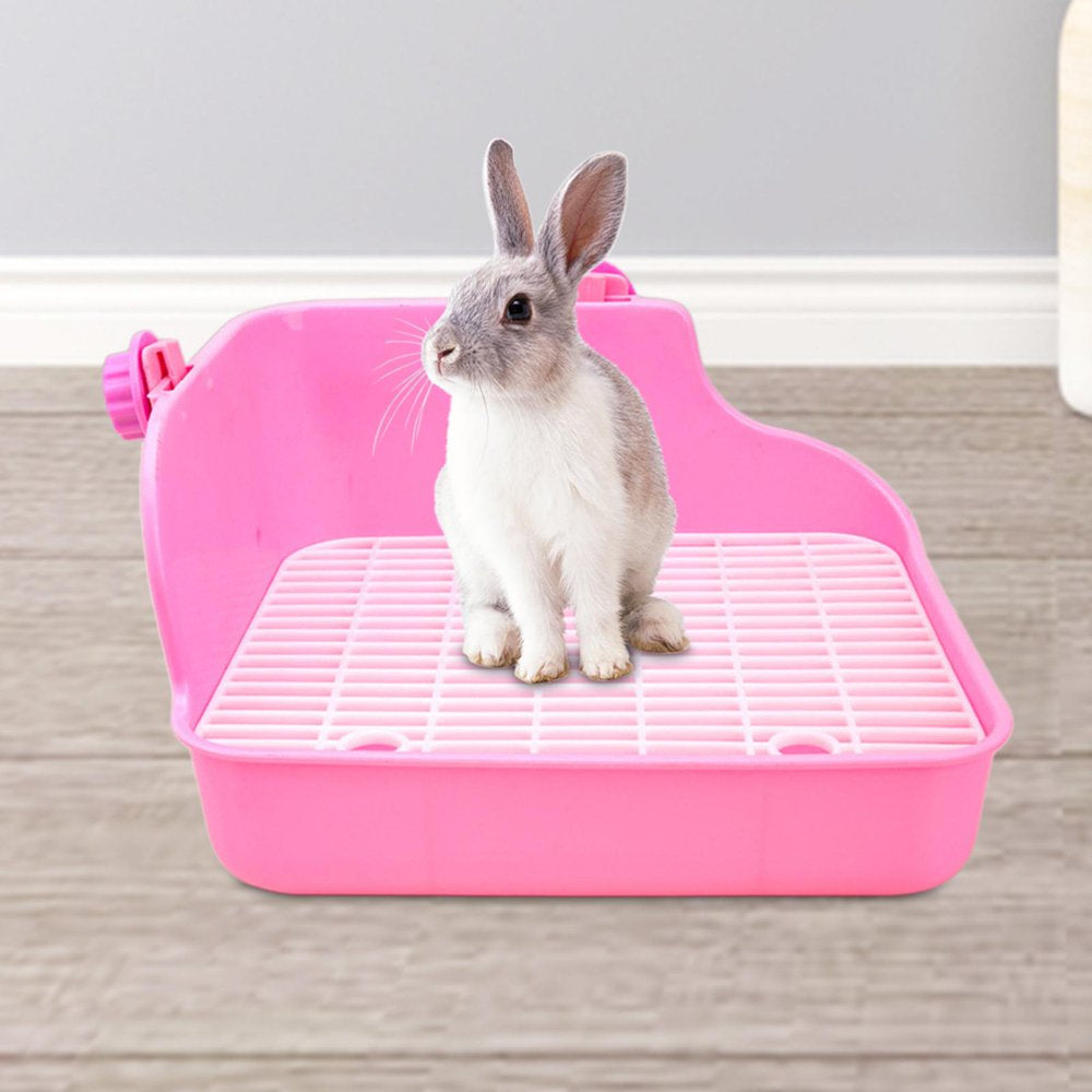 Small Animal Rabbit Litter Box Toilet Tray, Bedding Cage Cleaning Tool Pink 11X7.9X7.5In Animals & Pet Supplies > Pet Supplies > Small Animal Supplies > Small Animal Bedding perfeclan Pink 11x7.9x7.5in  