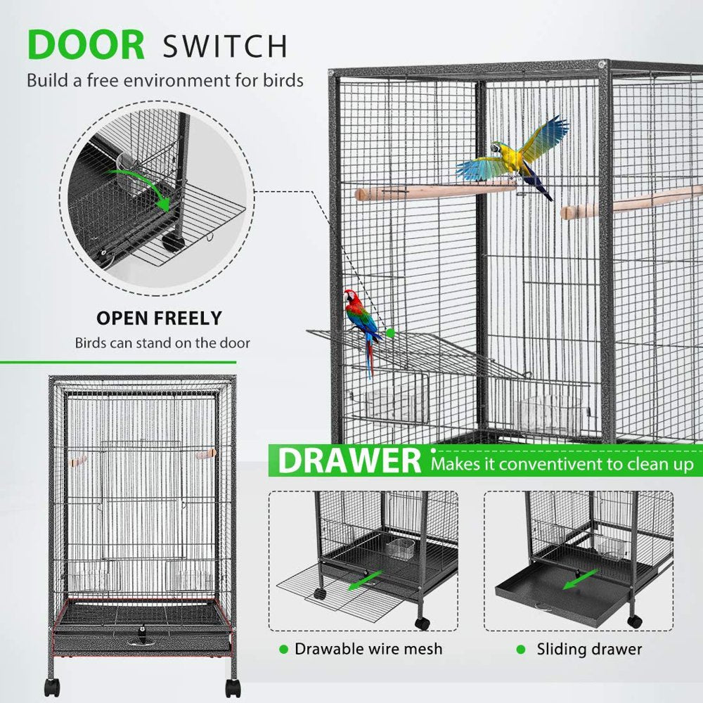 Vivohome Wrought Iron Bird Cage with Rolling Stand for Parrots, Lovebirds and Cockatiel, 30 Inch Animals & Pet Supplies > Pet Supplies > Bird Supplies > Bird Cages & Stands VIVOHOME   