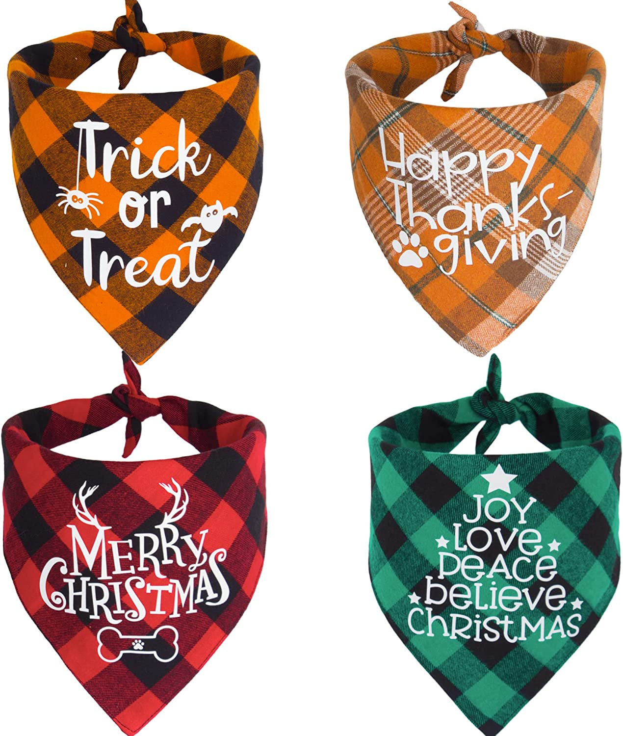 ADOGGYGO Holiday Dog Bandanas, Halloween Thanksgivng Christmas Dog Bandana Scarf Triangle Bibs Kerchief Christmas Thanksgivng Halloween Bandanas for Small Medium Large Dogs Pets Animals & Pet Supplies > Pet Supplies > Dog Supplies > Dog Apparel ADOGGYGO   