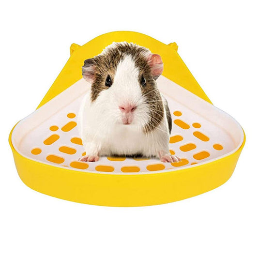 Fovolat Bunny Corner Litter Pan Small Animal Litter Cage Potty Trainer Bunny Toilet Litter Cage Box for Guinea Pigs Chinchilla Ferret Hedgehog Small Animals Famous Animals & Pet Supplies > Pet Supplies > Small Animal Supplies > Small Animal Bedding Fovolat Yellow  