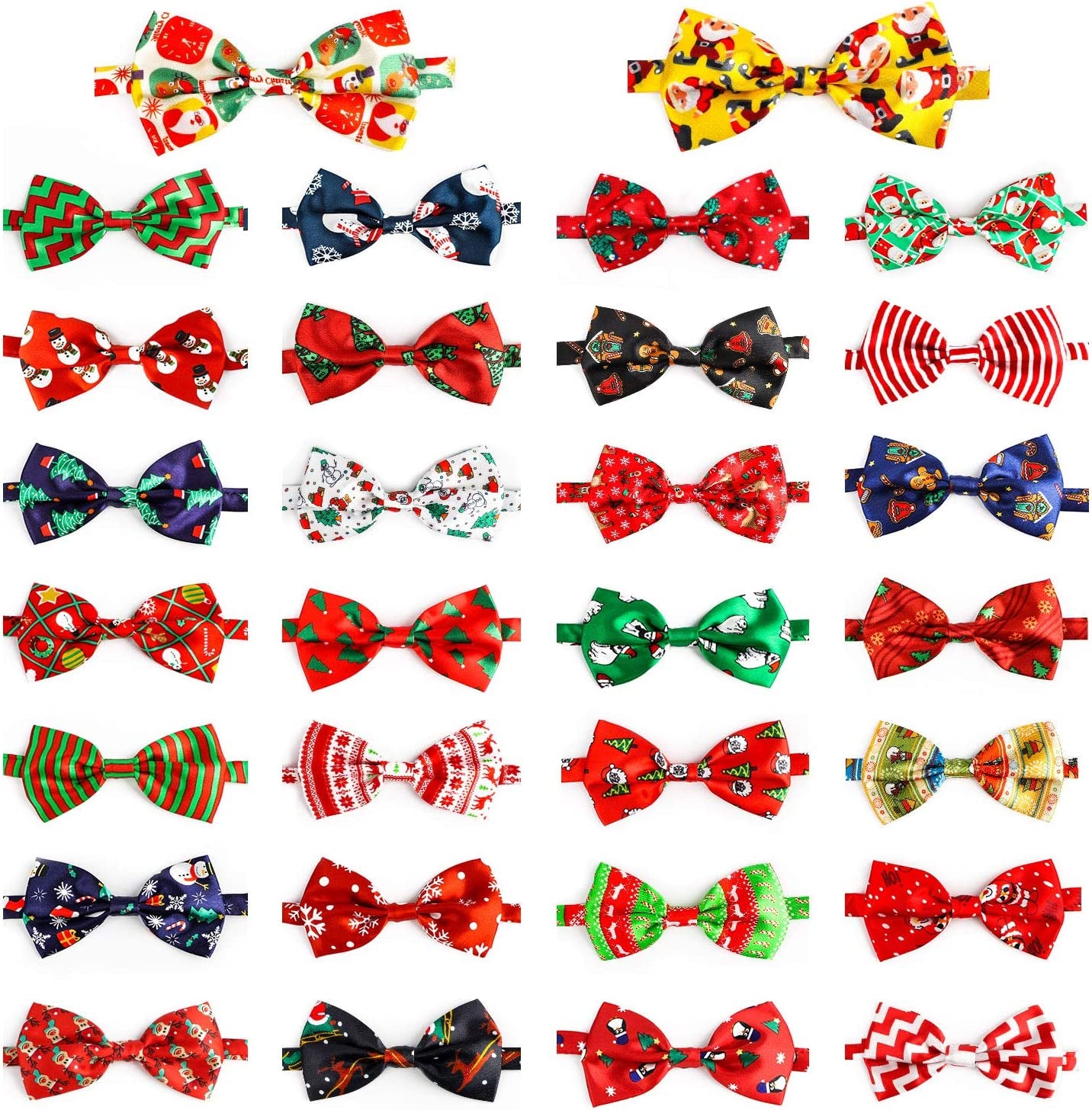 Dog Bow Ties, 40 PCS Segarty Pet Neck Bows, Bulk Pet Bowties with Adjustable Collar, Grooming Bowknot for Christmas Birthday Holiday Valentine Party Dog Photography Accessories Gift for Puppy Dogs Cat Animals & Pet Supplies > Pet Supplies > Dog Supplies > Dog Apparel Segarty 30pcs-Happy Time  