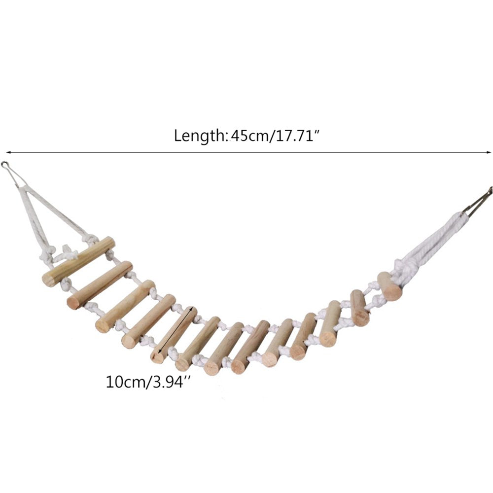 Bird Swing Perch Ladder Rope Bridge Wooden Chew Toy for Medium Parrots Animals & Pet Supplies > Pet Supplies > Bird Supplies > Bird Ladders & Perches NEWLYFOND   