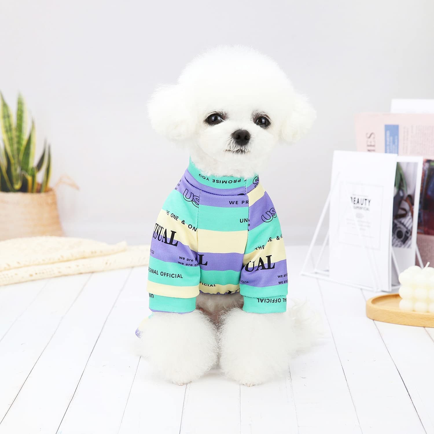 YAODHAOD Soft Dog Pajamas Cotton Striped Pup Jumpsuit Lightweight Turtleneck Thermal Pet Clothes Stretchable Pjs Dog Pajamas Onesie (Blue, X-Large) Animals & Pet Supplies > Pet Supplies > Dog Supplies > Dog Apparel YAODHAOD   