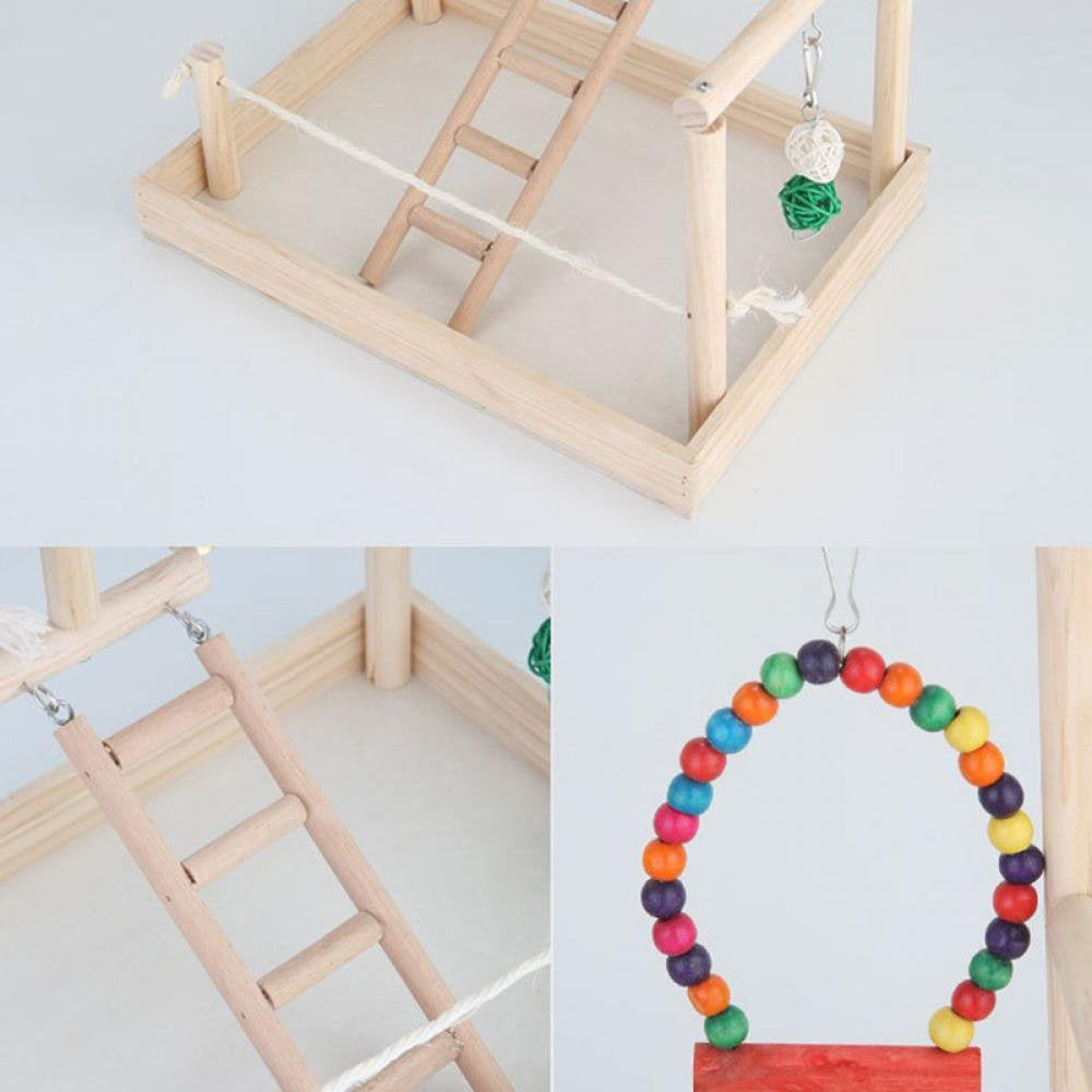 Parrot Playstand Bird Play Stand Cockatiel Playground Wood Perch Gym Playpen Ladder with Feeder Cups Toys Exercise Play Animals & Pet Supplies > Pet Supplies > Bird Supplies > Bird Ladders & Perches Canopy   