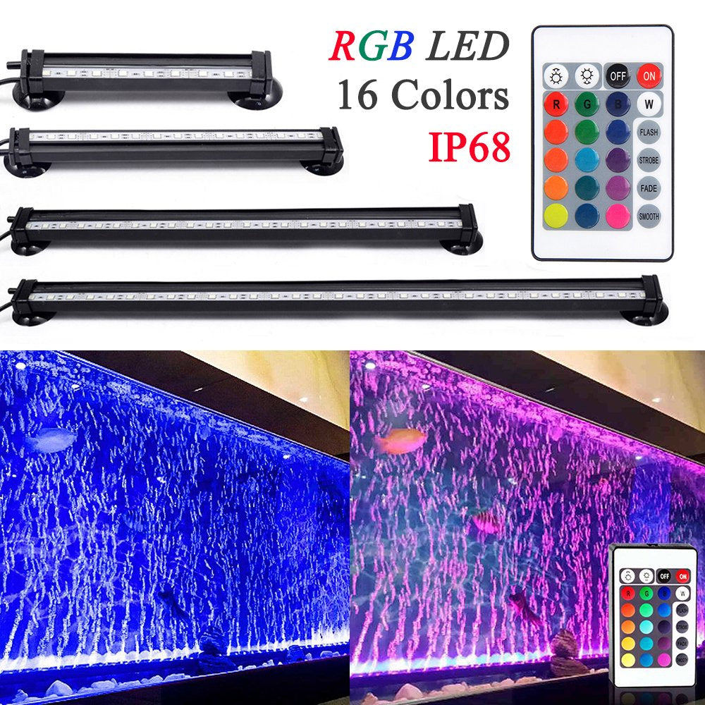 Rosnek LED Aquarium Fish Tank Light 16CM-51CM RGB Waterproof Air Bubble Lamp Remote Control Making Oxygen Submersible Light Animals & Pet Supplies > Pet Supplies > Fish Supplies > Aquarium Lighting Rosnek 16cm 9LEDs  