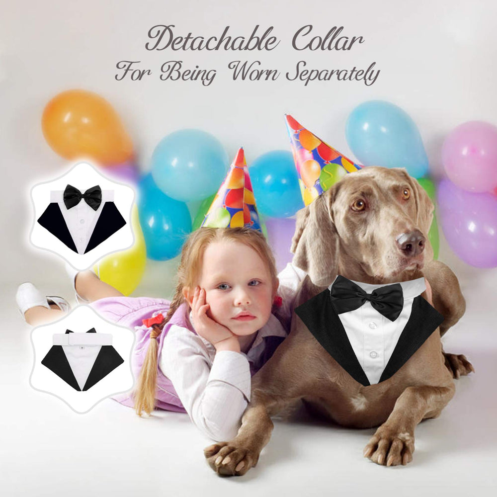 ROZKITCH Dog Formal Tuxedo Suit Costume with Collar Bandana Bow Tie Set for Wedding, Pet Tuxedo Suit for Medium Large Dog, Party Outfit Halloween Birthday Cosplay Elegant Dog Apparel Animals & Pet Supplies > Pet Supplies > Dog Supplies > Dog Apparel ROZKITCH   
