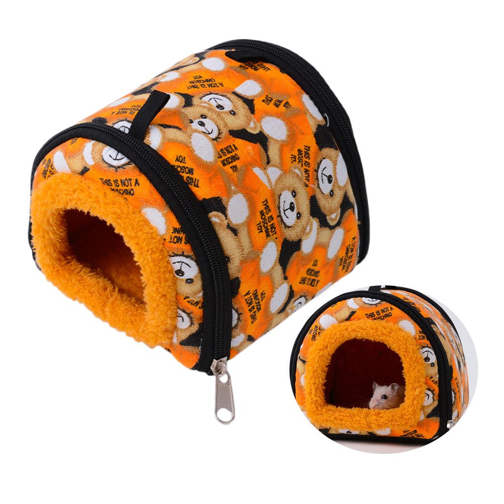 Small Pet Guinea Bed Nest Hamster House Toy Winter Warm Outdoor Cloth Bedding Pet Sleeping Bed for Squirrel Sugar Glider Rats Hedgehog - Brown Bear L